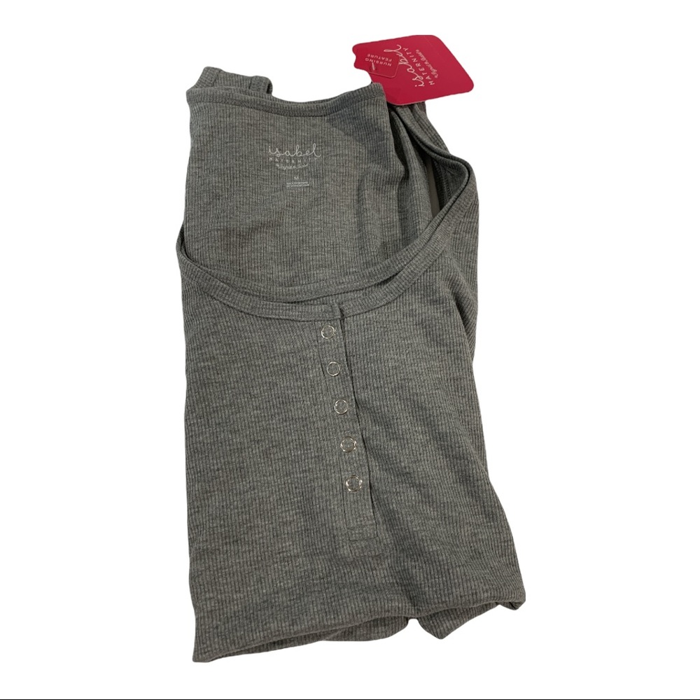 Built-in nursing functionality gray rib basic top - Picture 4 of 7